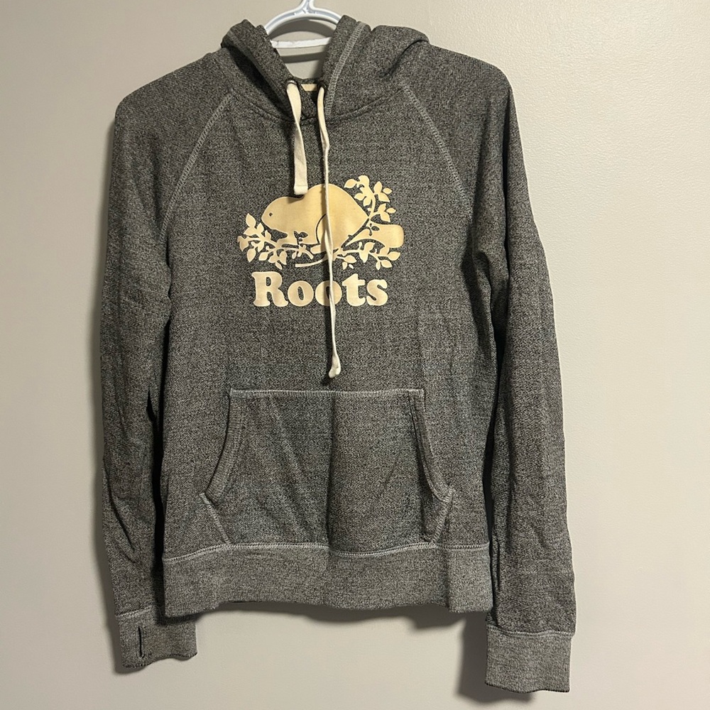 (3/$20) Roots women’s small grey salt & pepper pullover hoodie sweater